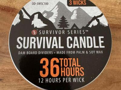 SE Survivor Series Survival Candle - 36 Total Hours - Wilderness Camping Emergency
