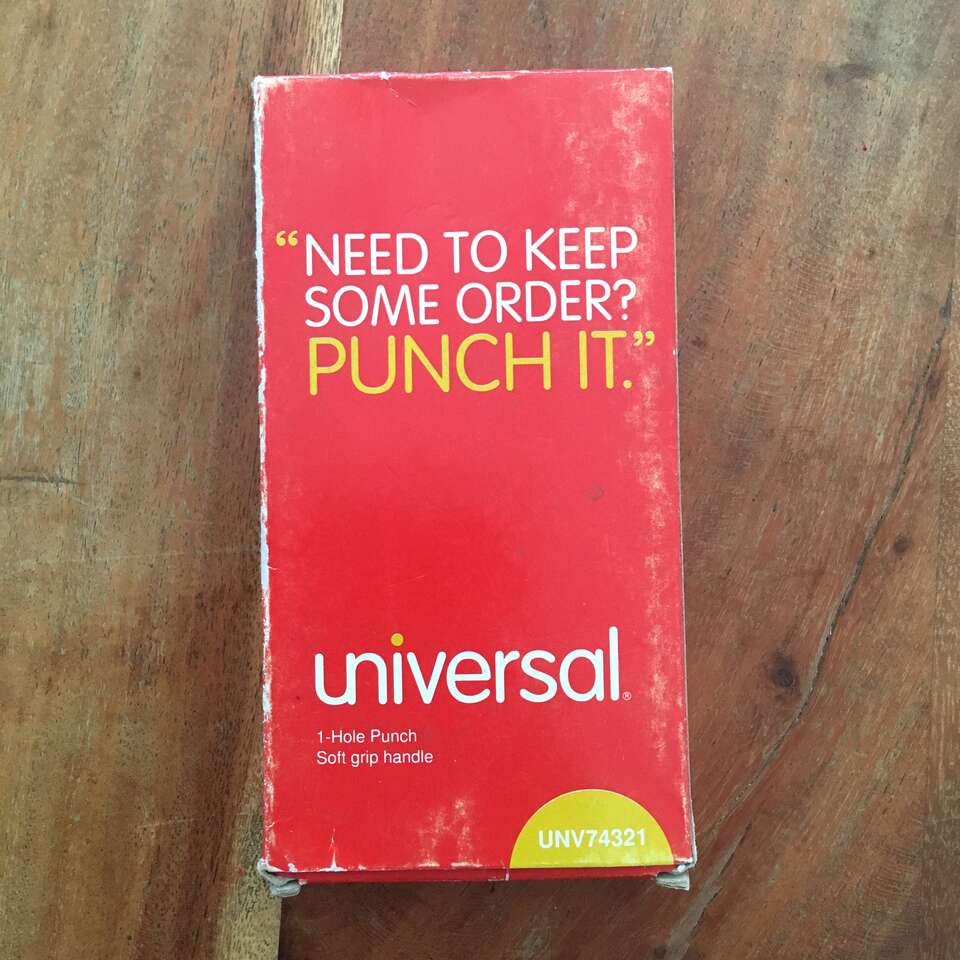 Universal Handheld Single Hole Punch - 8 Sheet - 1/4" Hole - Metal - Black Grip