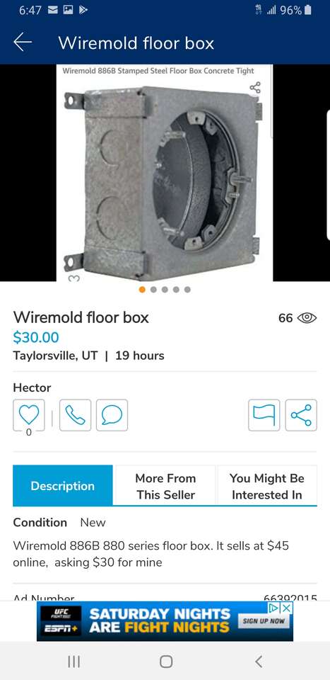 Wiremold 886B 880 series floor box