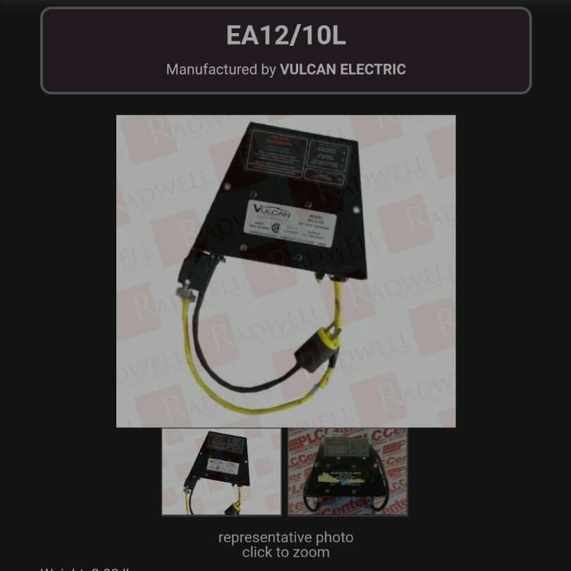 Vulcan electric Industrial batt. charger EA12/10L