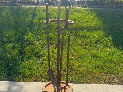 Antique Cast Iron Fireplace Set