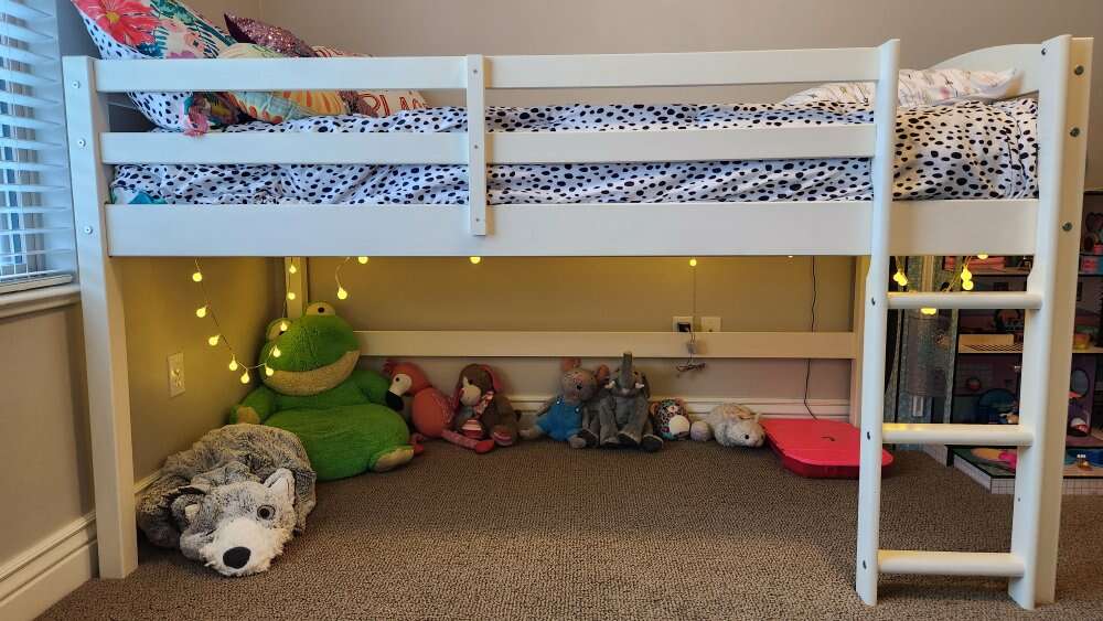 3/4 Twin Loft Bed, Solid Wood Furniture