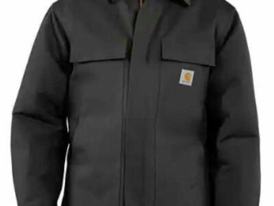 BLACK CARHARTT HEAVY DUCK COAT SIZE LARGE REGULAR