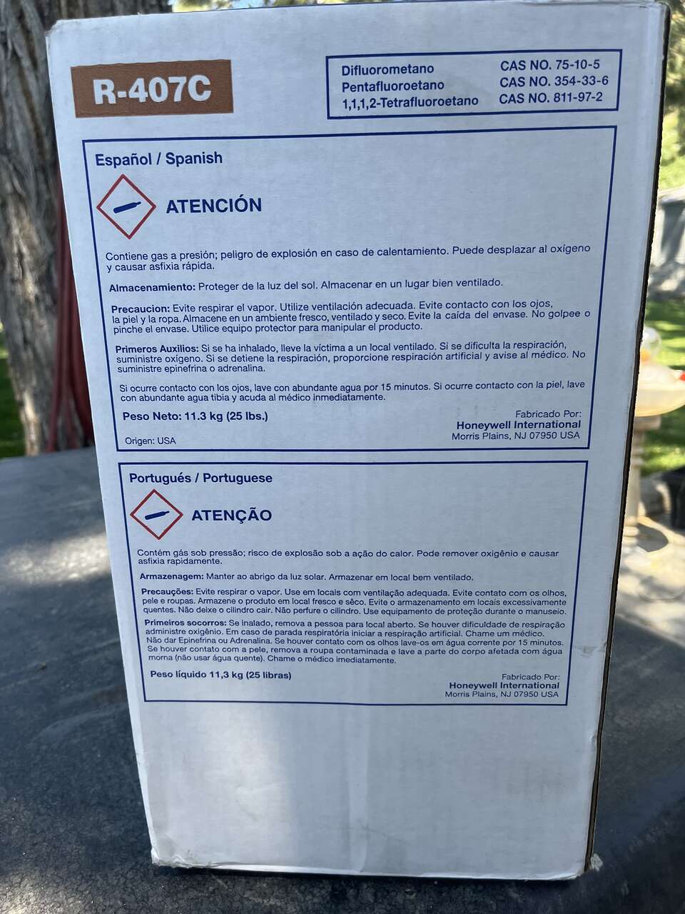 Genetron 407C Refrigerant 25lbs