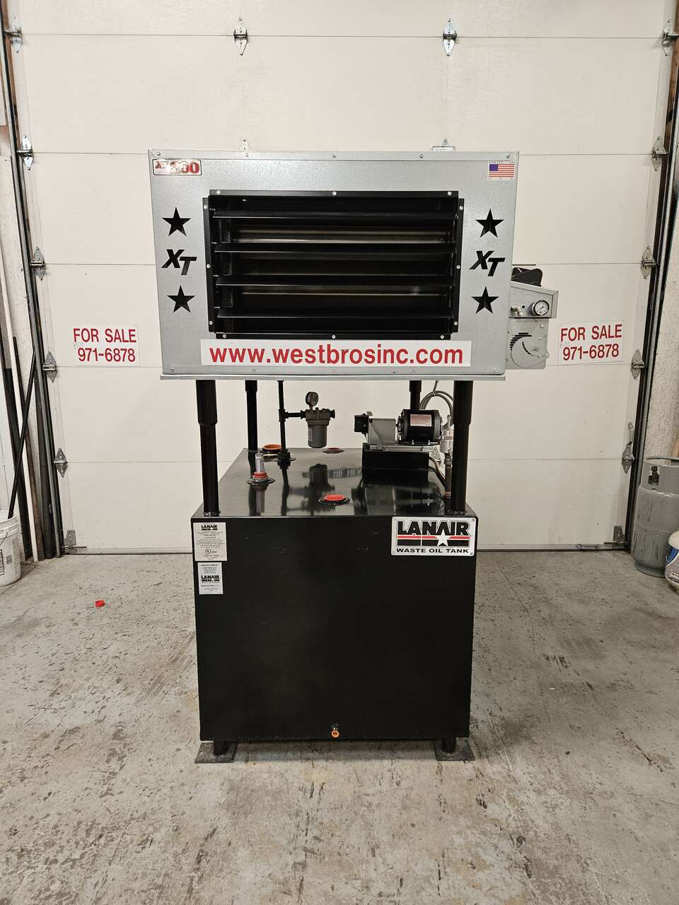 Garage Heater Waste oil heater Lanair XT 200 with tank and installation kit