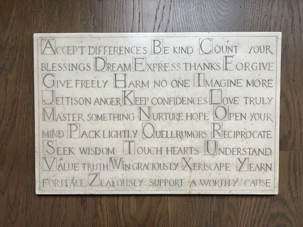 Heavy Plaque with Engraved Words