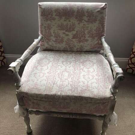 Slipcovered, Whitewashed Wood Chair