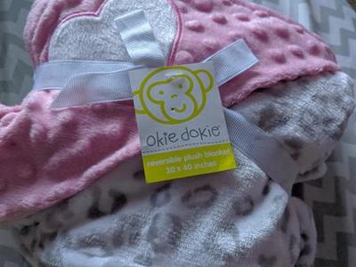 Okie Dokie Heart Leopard Baby Blanket Pink Gray