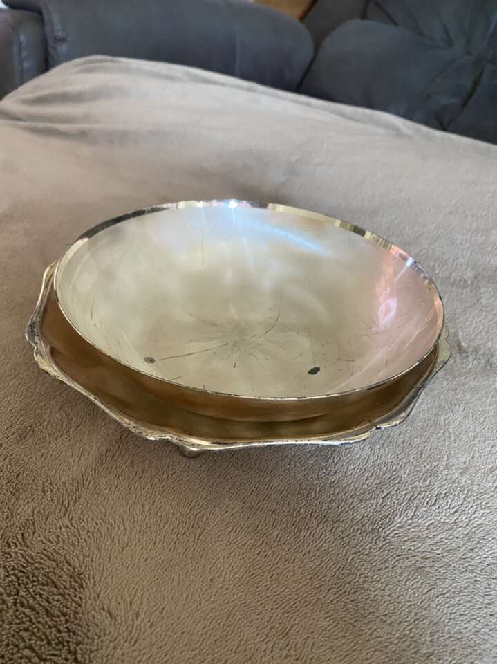 German Vintage Metal Bowl And Display