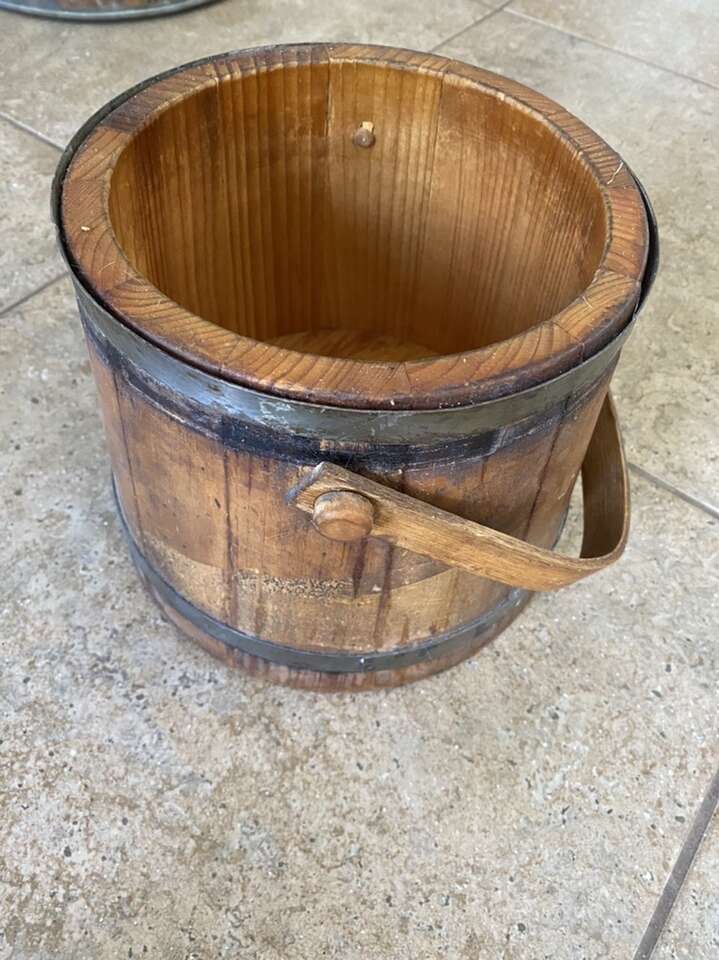 Vintage Wood Bucket 8 inch Diameter