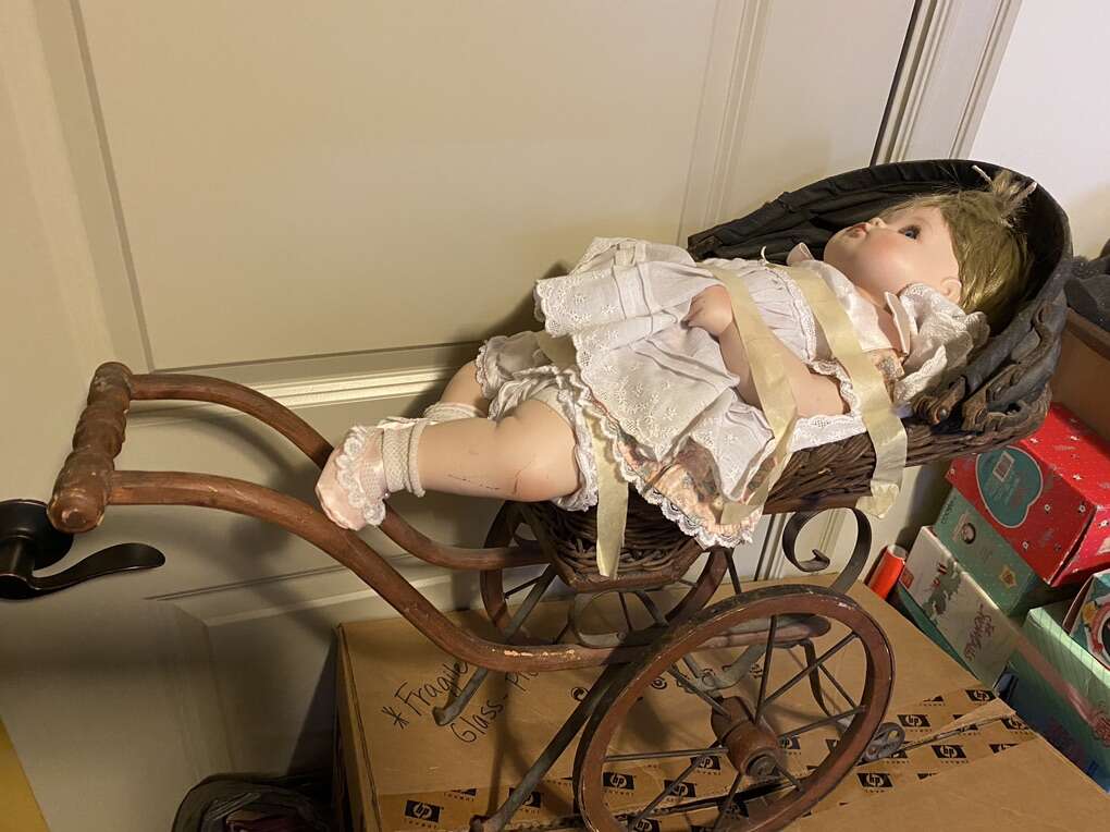 Antique Doll And Stroller