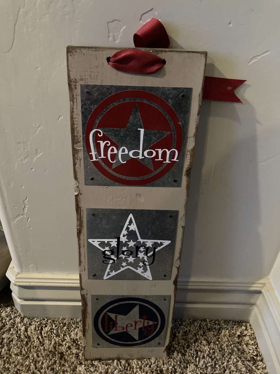 USA patriotic July wood metal wall hanging