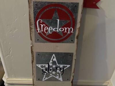 USA patriotic July wood metal wall hanging