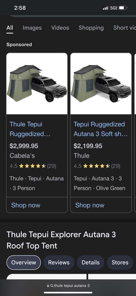 Thule Tepui Explorer Autana 3 Roof Top Tent