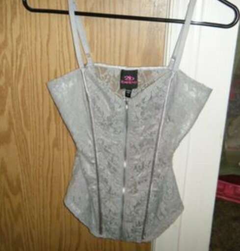 Bebe Gray Lace Corset Top