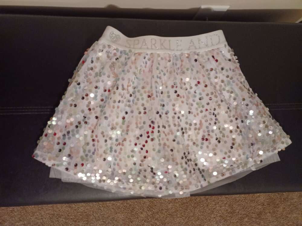 Girls Sparkly Sequins Silver Skirt