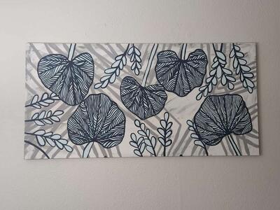 large abstract plant painting "Blue Tropics"