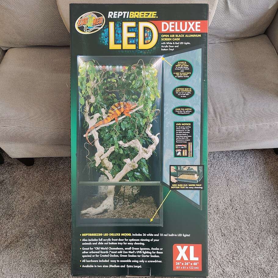 ReptiBreeze LED Deluxe Open Air Aluminum Screen Reptile Cage XL