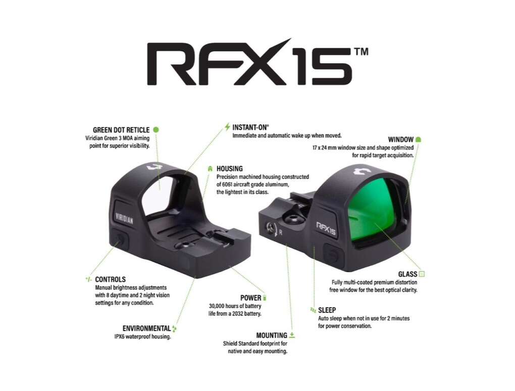 Viridian RFX15 green dot reflex sight optic