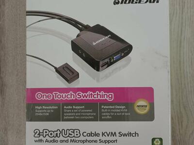 2 Port USB KVM Switch Audio and Microphone Support