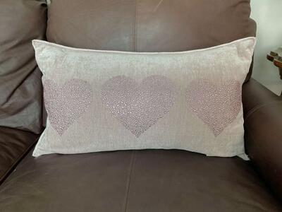Pink Velvet Heart Lumbar Throw Pillow