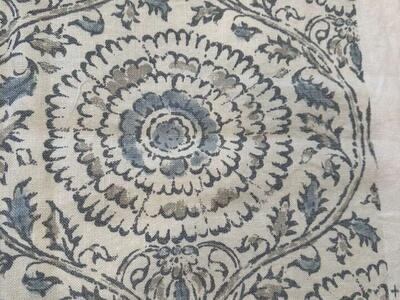 Blue and White Linen Fabric