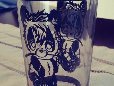 Vintage Panda Drinking Glass