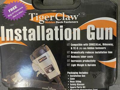 *Brand new* Tiger claw hidden fastener grooved decking installation gun