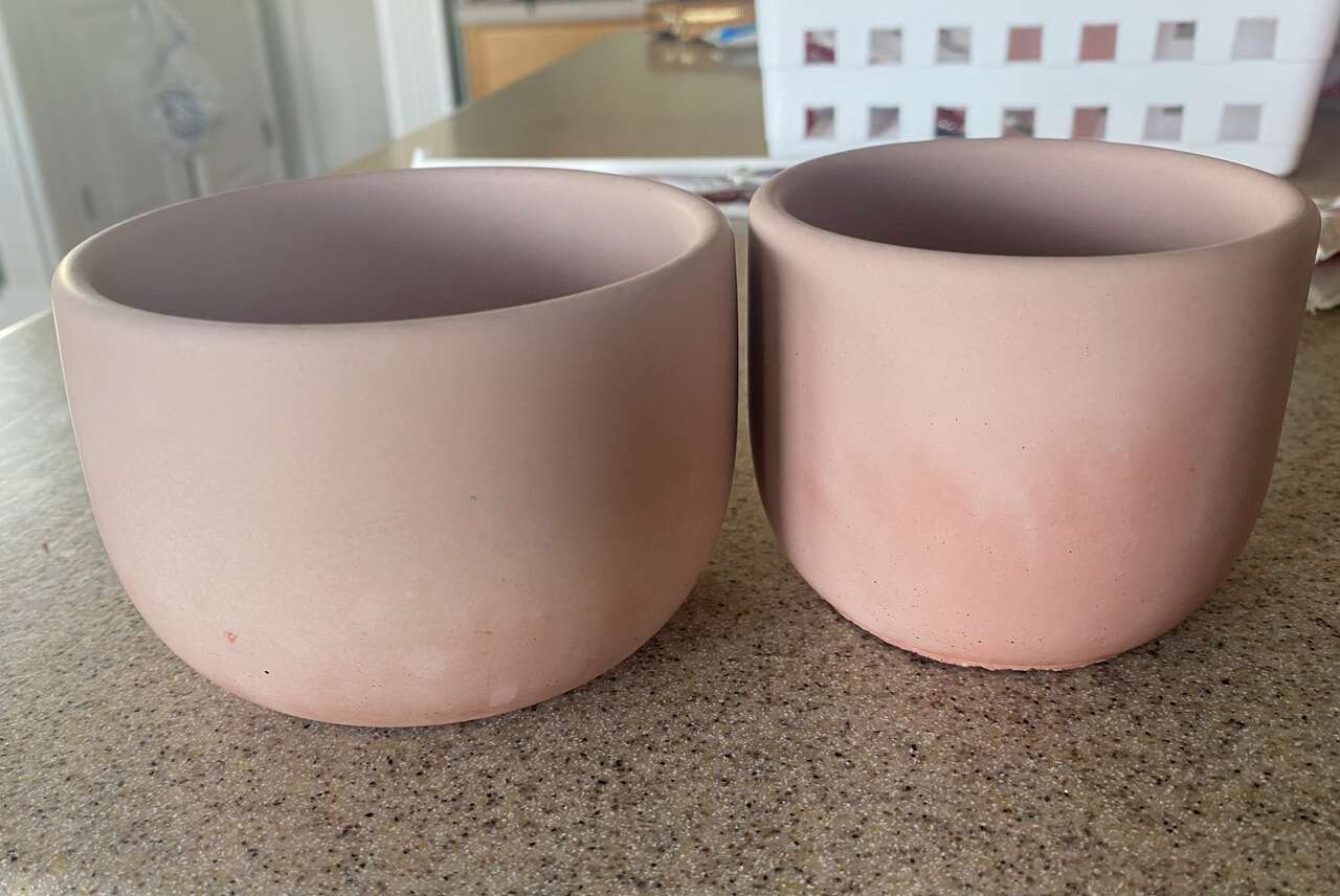 Pink concrete planter