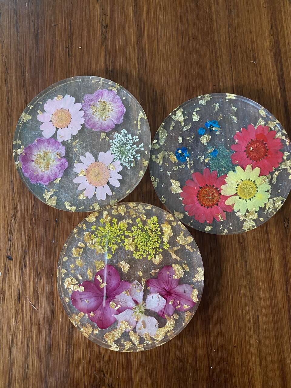Handmade flower coaster set