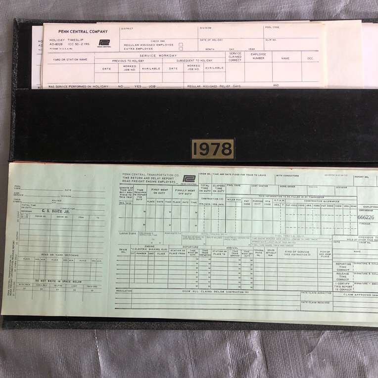 Penn Central Railroad Job Sheets 1978