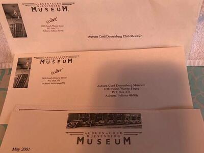 Auburn Cord Duesenberg Club Letter