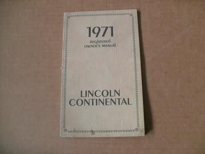 1971 Lincoln Continental Owners Manual. $10