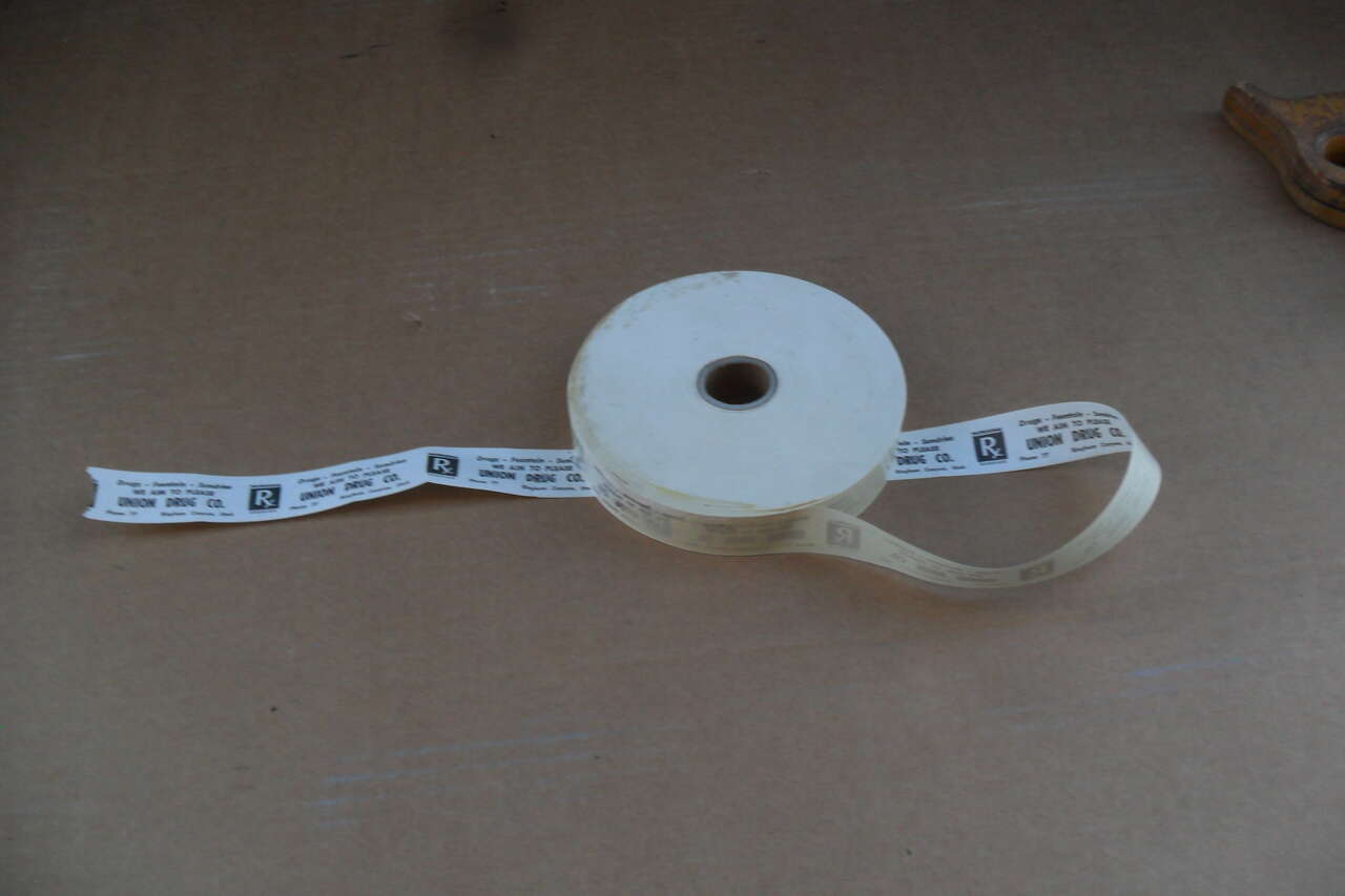 Bingham Canyon Utah Collectable. Roll Of Glass Bottle Labels Union Drug $25 (1930S)