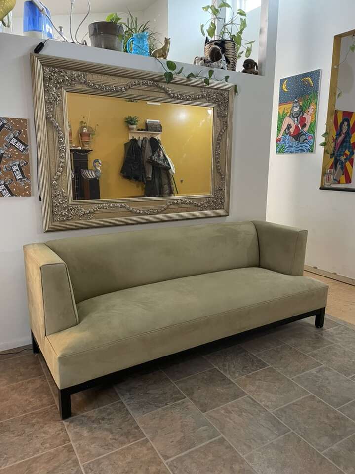 Sage Suede Sofa Furniture