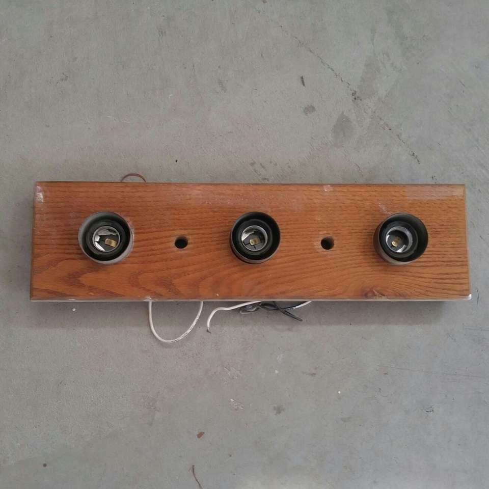 Wooden 3-Bulb Light Fixture