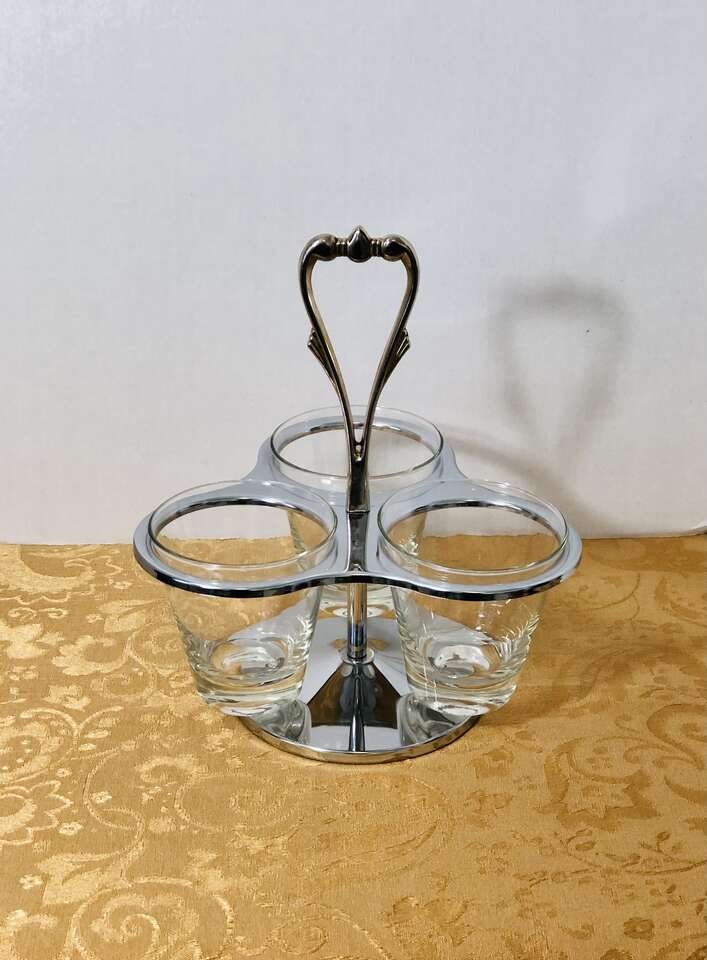 Solid Brass and Silver Condiment Serving Dish