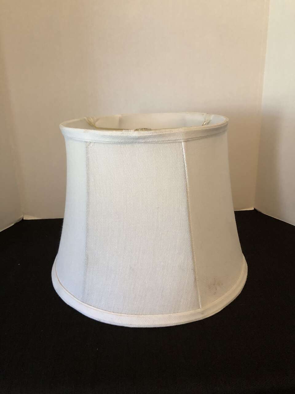 9H x 9 Top Diameter x 12 Bottom Diameter White Fabric Drum Style Table Lamp Shade