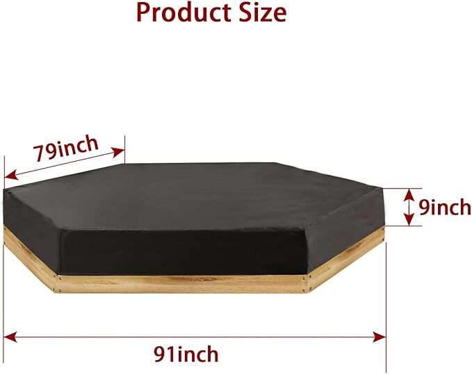Outdoor Hexagon Sand Box Heavy Duty Waterproof Cover 91" X 79" X 9"