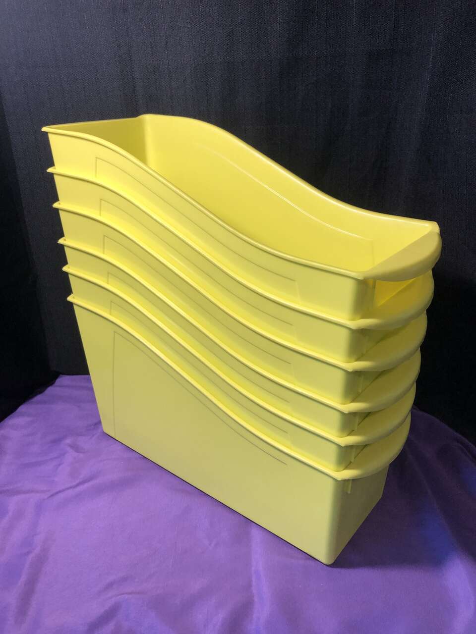 Teachers Storex Large Book Bin, Interlocking Plastic Organizer for Home, Office and Classroom Yellow