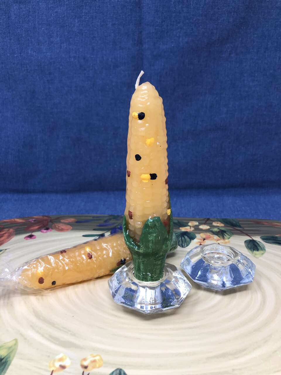 Thanksgiving: New Corn on the Cob Candles with Glass Holders