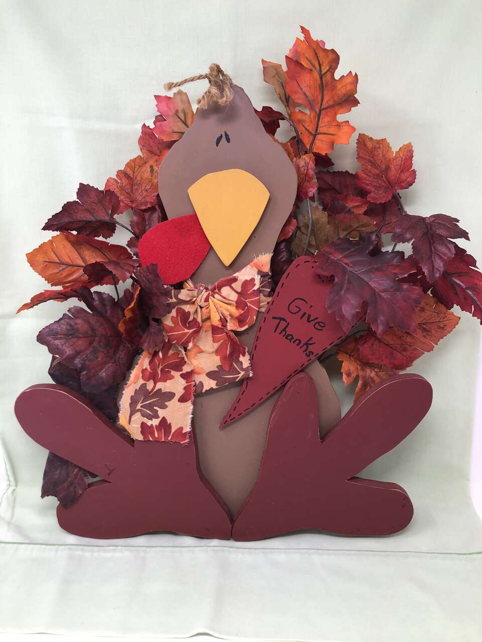 Large Thanksgiving: Big Wooden Turkey Decor - Give Thanks