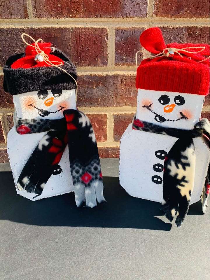 Holiday Brick Snowman Door-stop/ Porch Decor