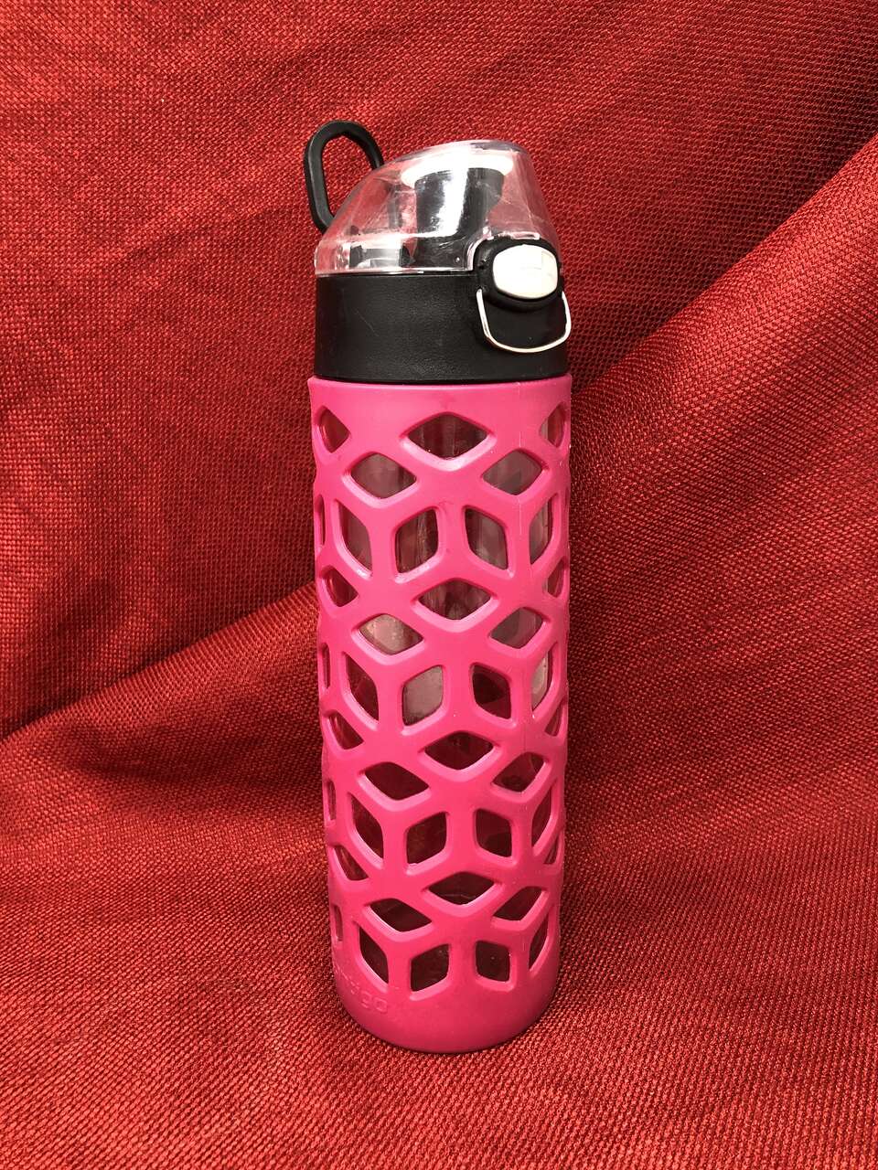 Glass Water Bottle with Flip Lid and Protective Silicone Sleeve