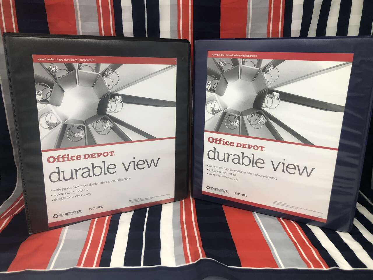 (2) 1.5" Office Depot Durable View 3-Ring Binders