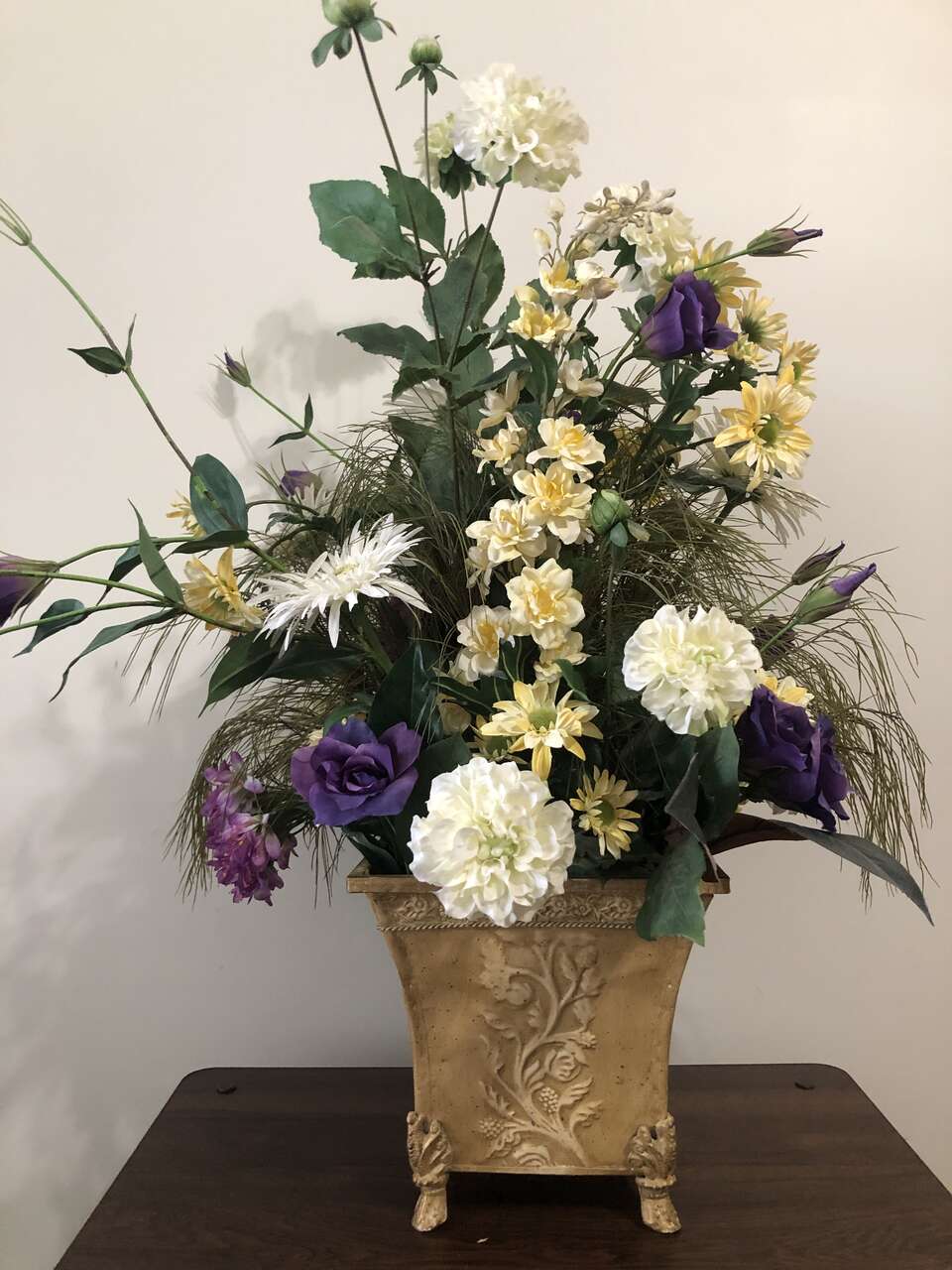 31" Elegant Purple & Gold Faux Floral Arrangement