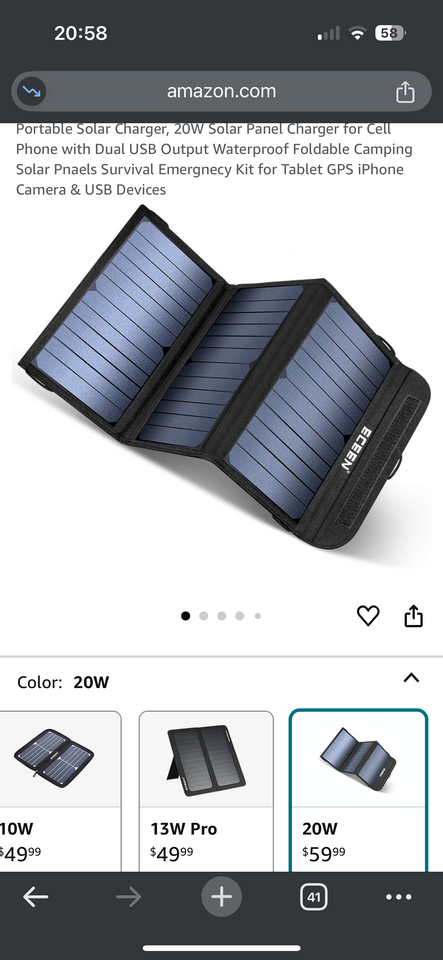 Eceen Portable hiking solar charger 20W