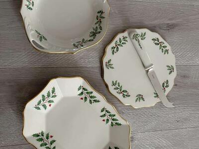 Lenox Holiday Winter Plates And Bowl