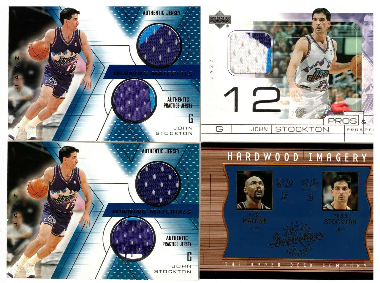 Utah Jazz John Stockton Game Used Jersey Patch Basketball Card Lot Upper Deck Topps Fleer