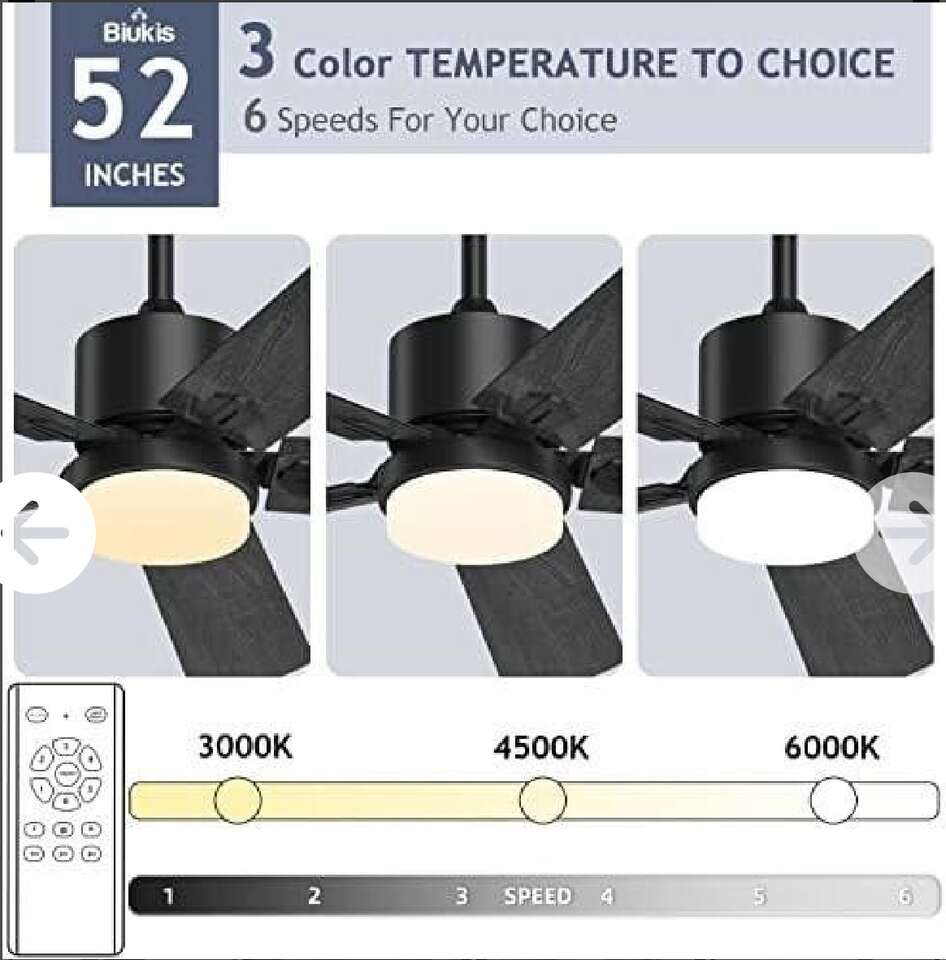 Black ceiling fan with light